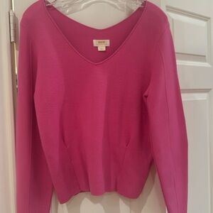 Anthropologie Mauve pink long sleeved sweater sz S, v neck, fitted